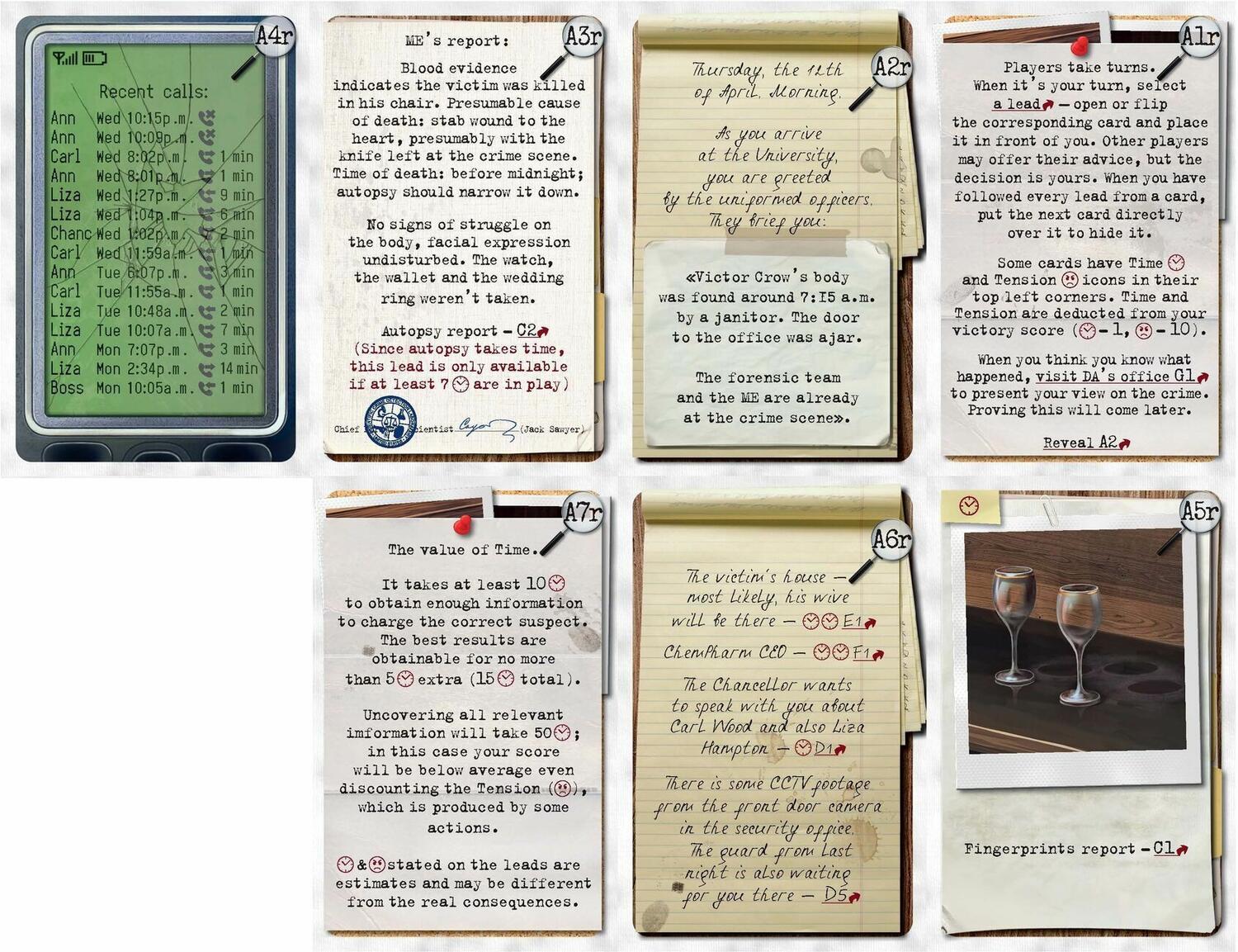 Pocket Détective: Meurtre à l'Université Cartes