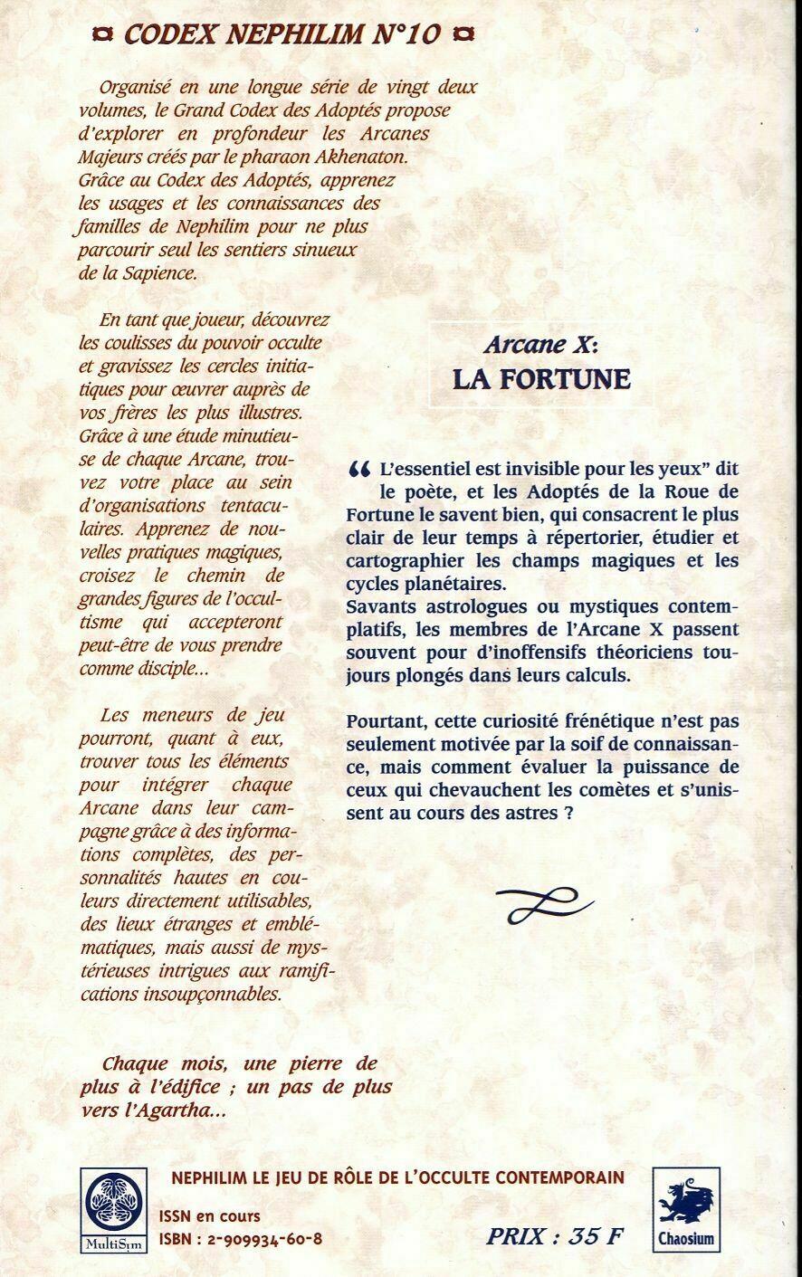 Nephilim: Arcane Majeur 10 - La Fortune Back