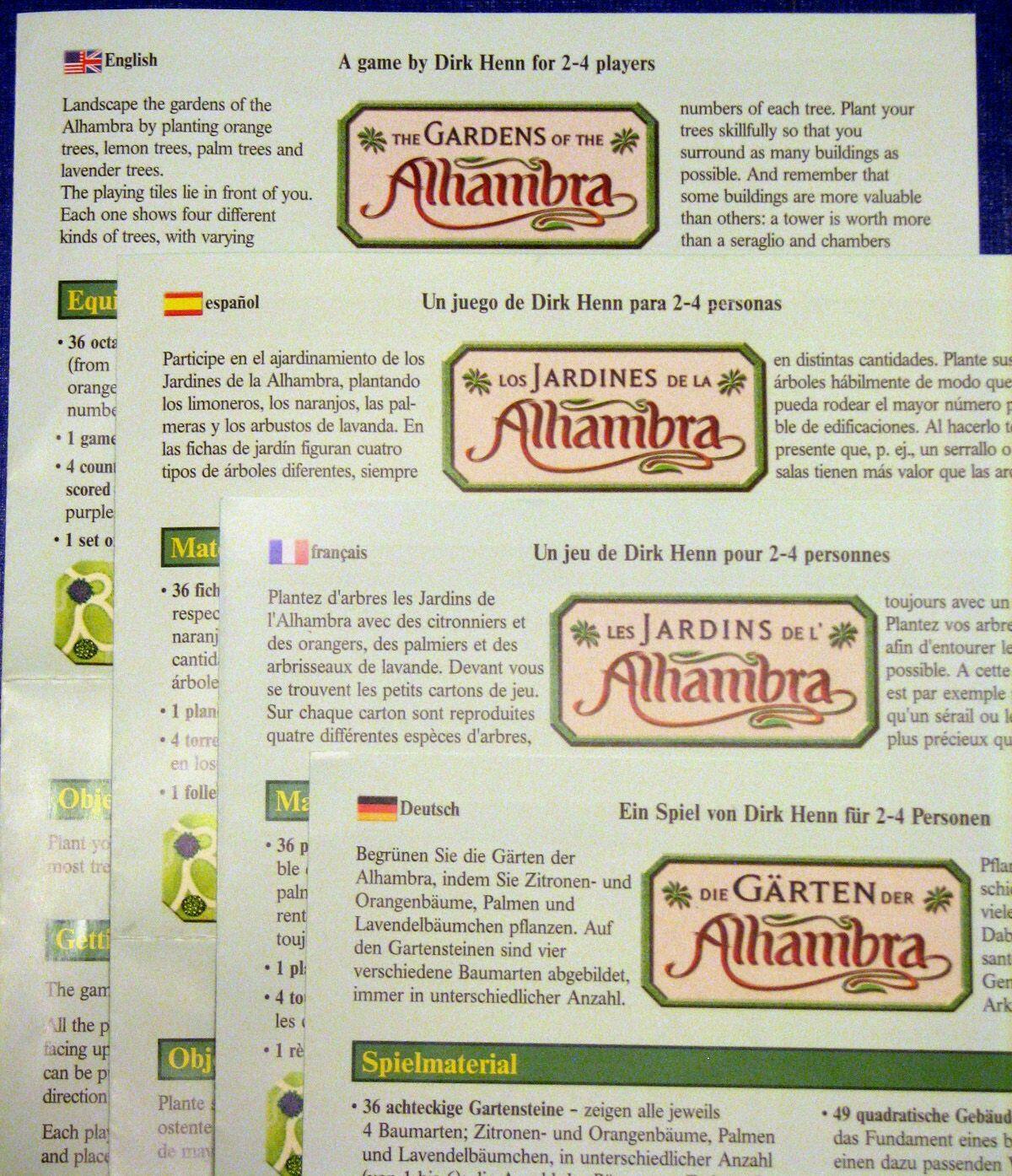 The Gardens of the Alhambra Règles