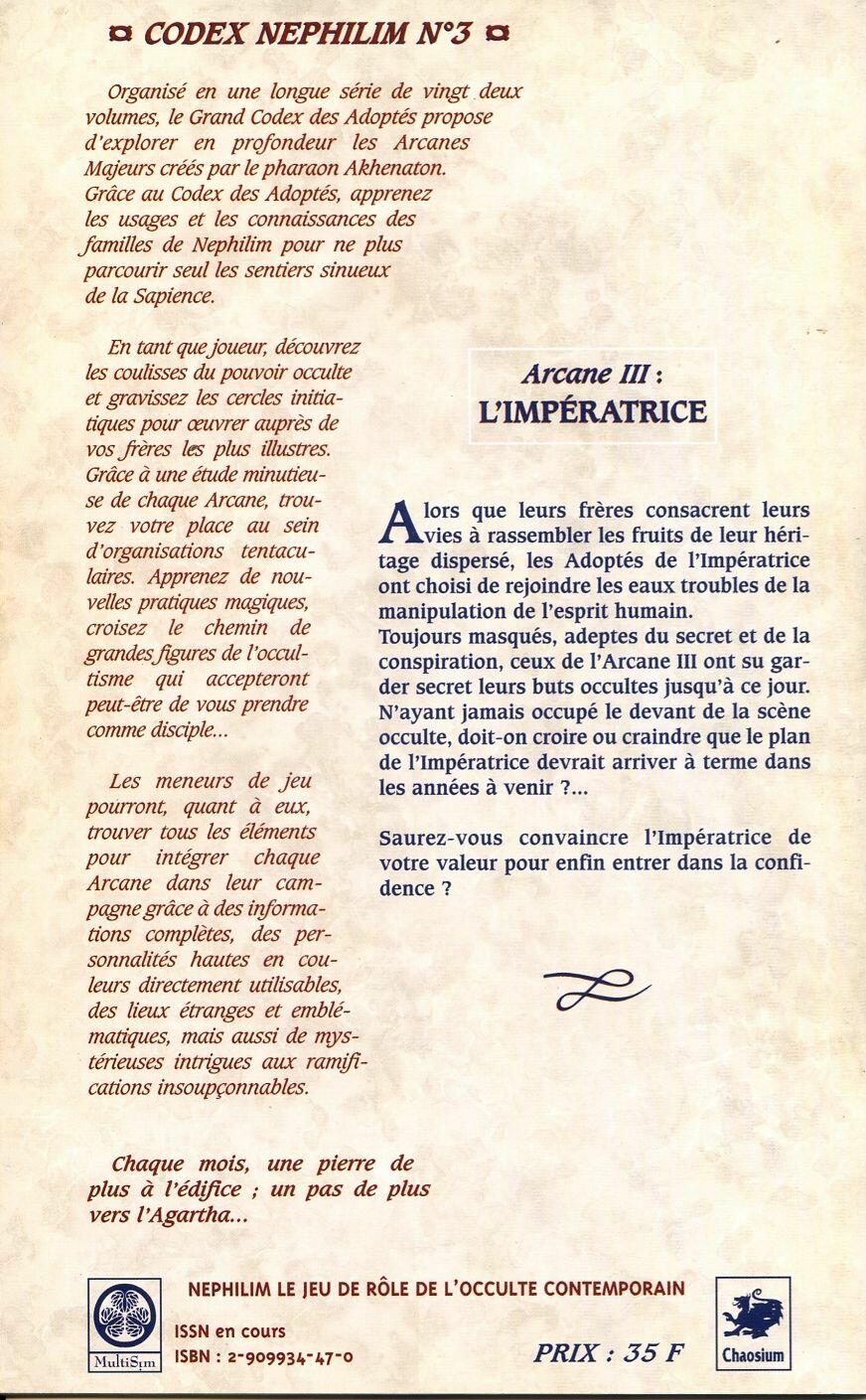 Nephilim: Arcane Majeur 03 - L'Impératrice Back