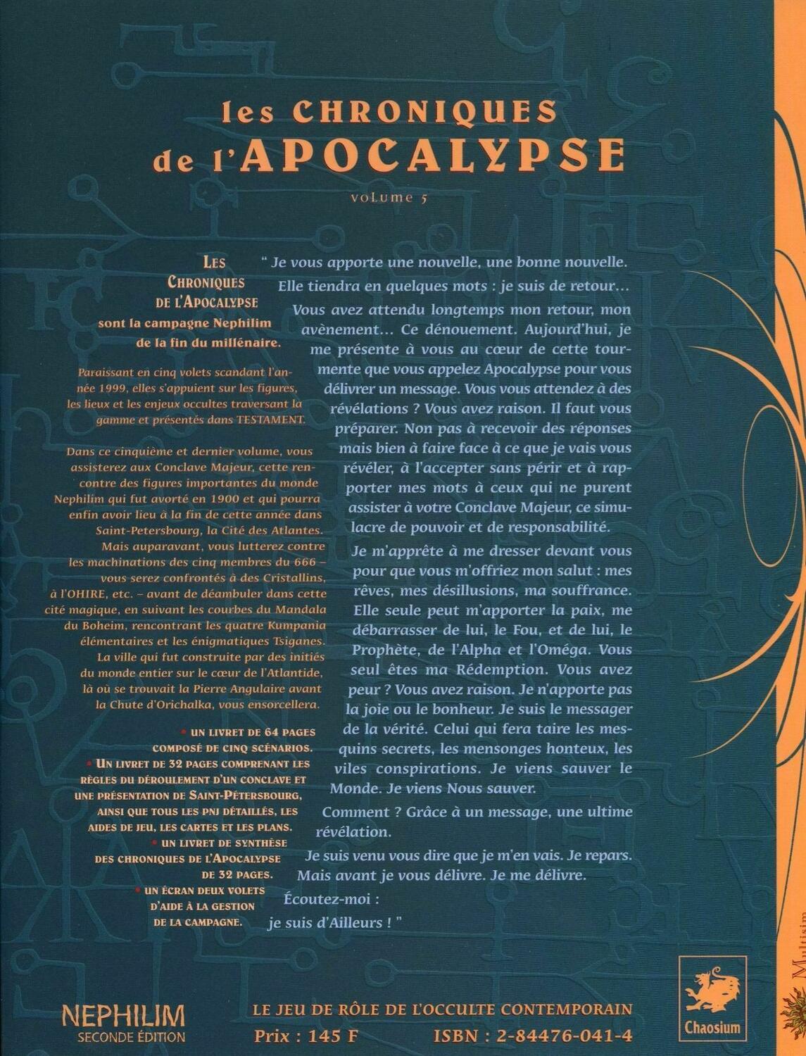 Nephilim: Les Chroniques de l'Apocalypse - Volume 5 - Finis Back