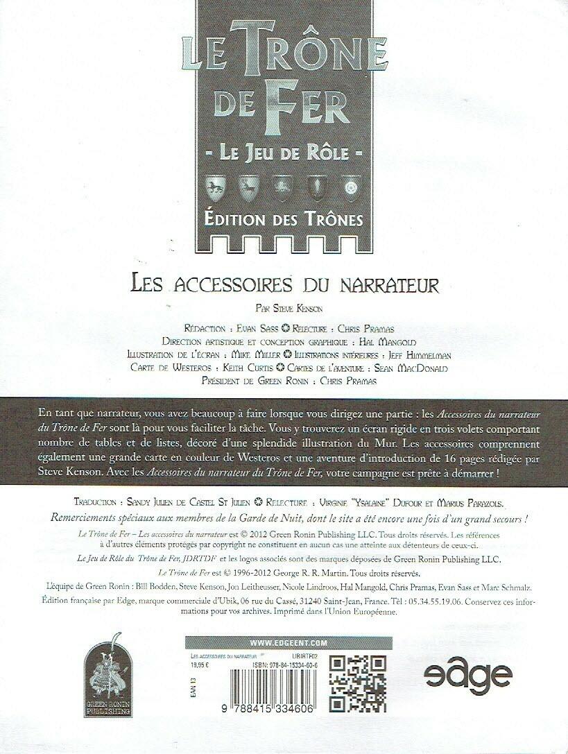 Le Trône de Fer: Le Jeu de Rôle - Les Accessoires du Narrateur Back