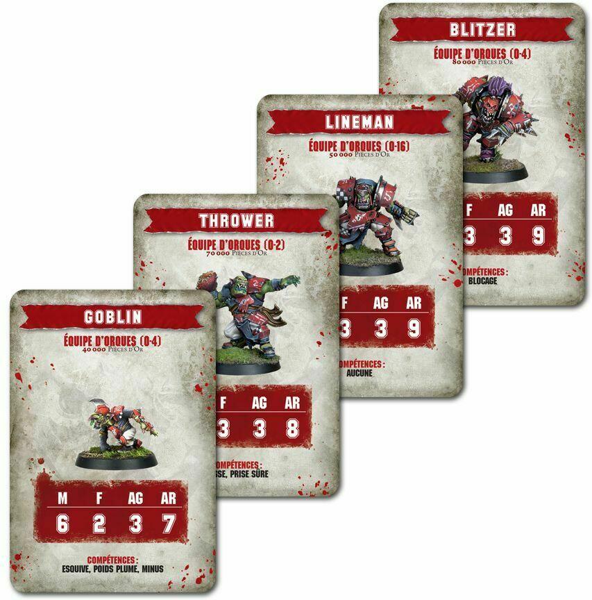 Blood Bowl: Le Jeu de Football Fantastique - Pack de Cartes d'Équipe - Équipe d'Orques Cartes