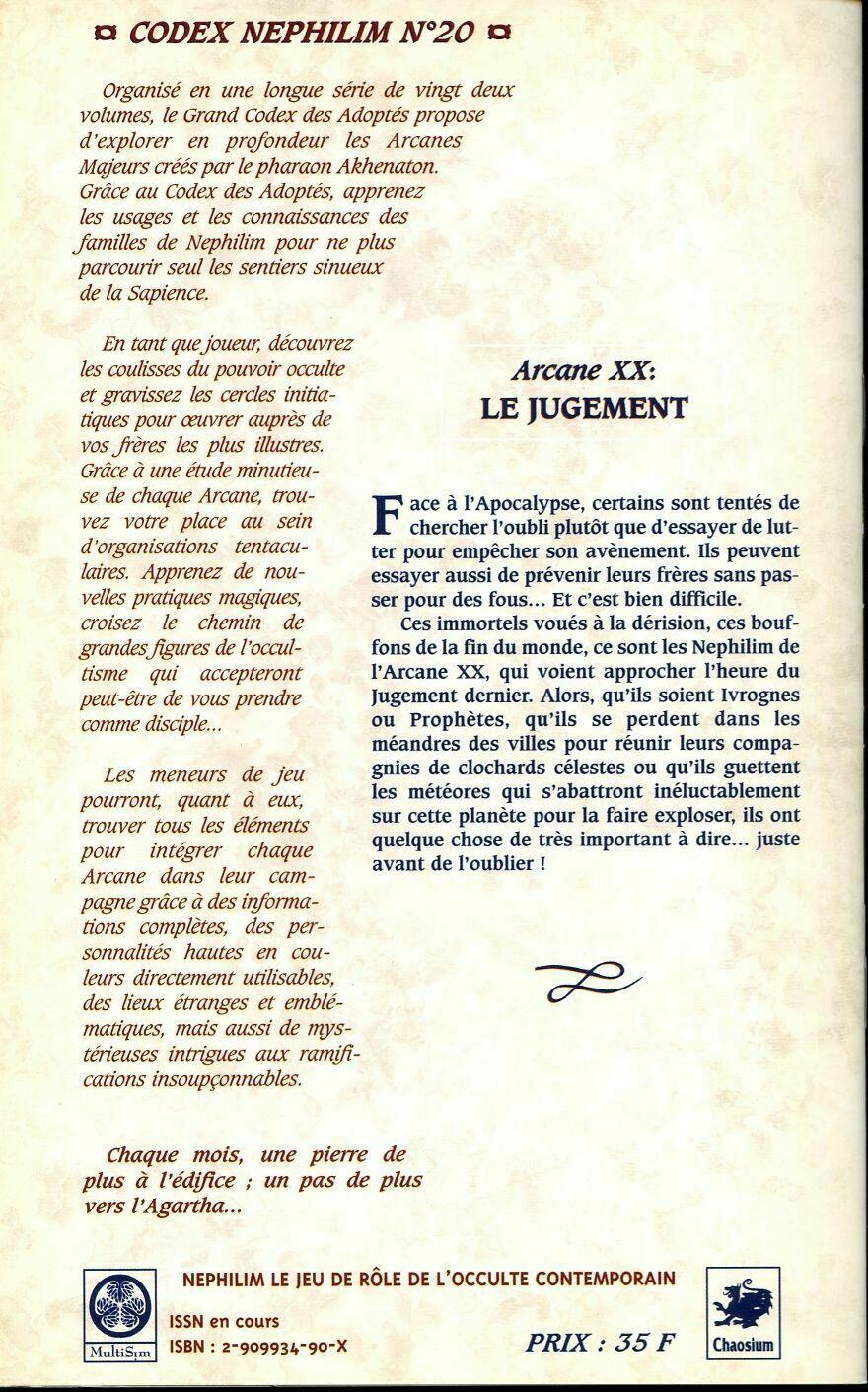 Nephilim: Arcane Majeur 20 - Le Jugement Back