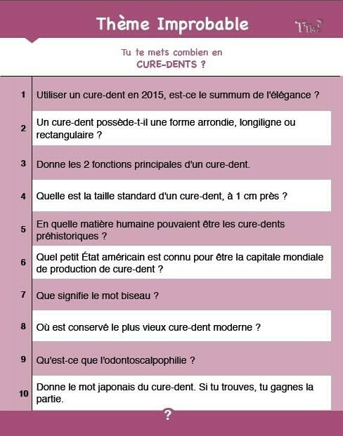 TTMC: Tu te Mets Combien ? Questions