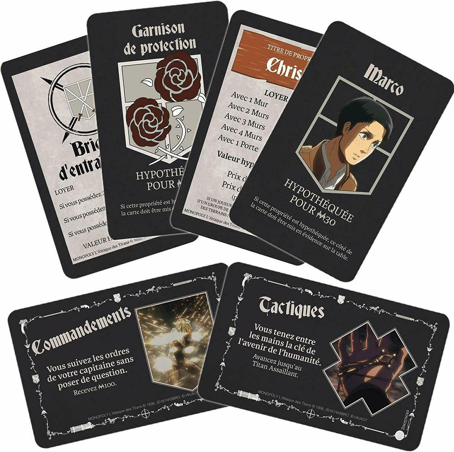 Monopoly: Attaque des Titans Cartes