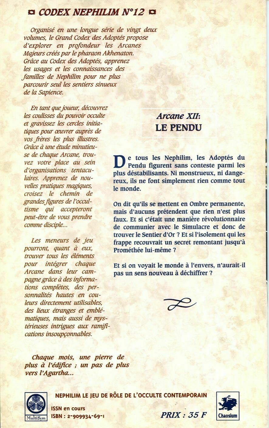 Nephilim: Arcane Majeur 12 - Le Pendu Back