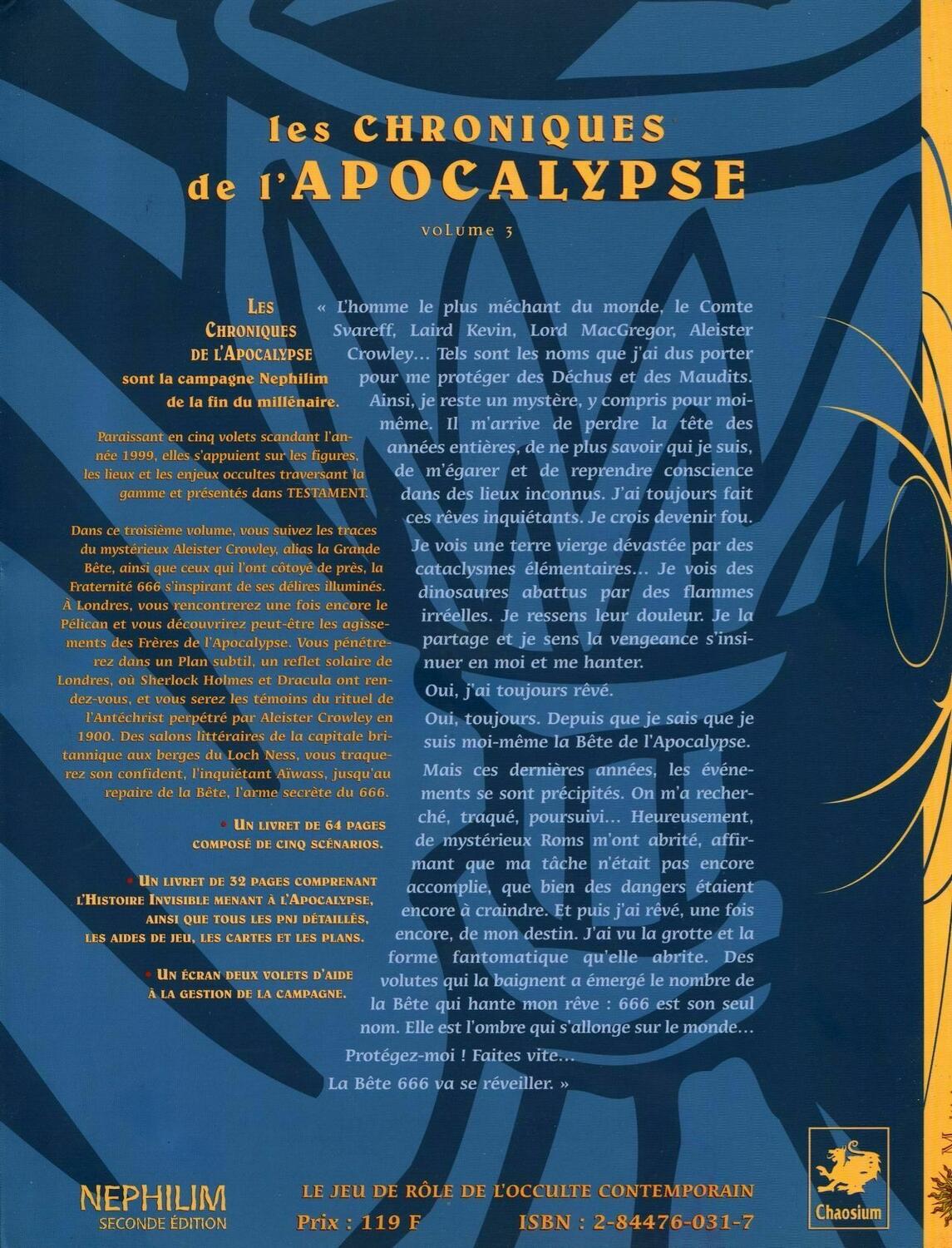 Nephilim: Les Chroniques de l'Apocalypse - Volume 3 - 666 Back