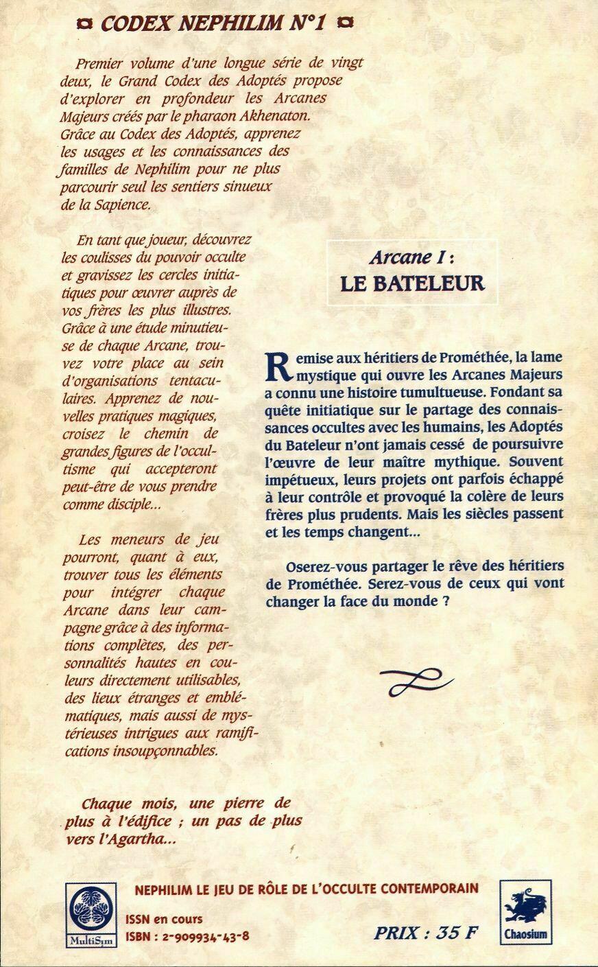 Nephilim: Arcane Majeur 01 - Le Bateleur Back