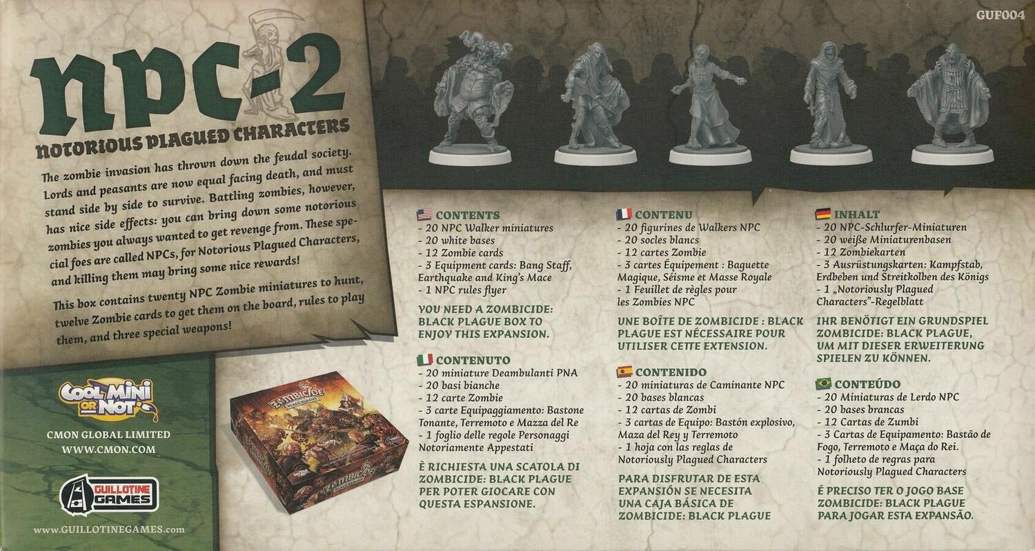 Zombicide: Black Plague - NPC-2 - Notorious Plagued Characters Back