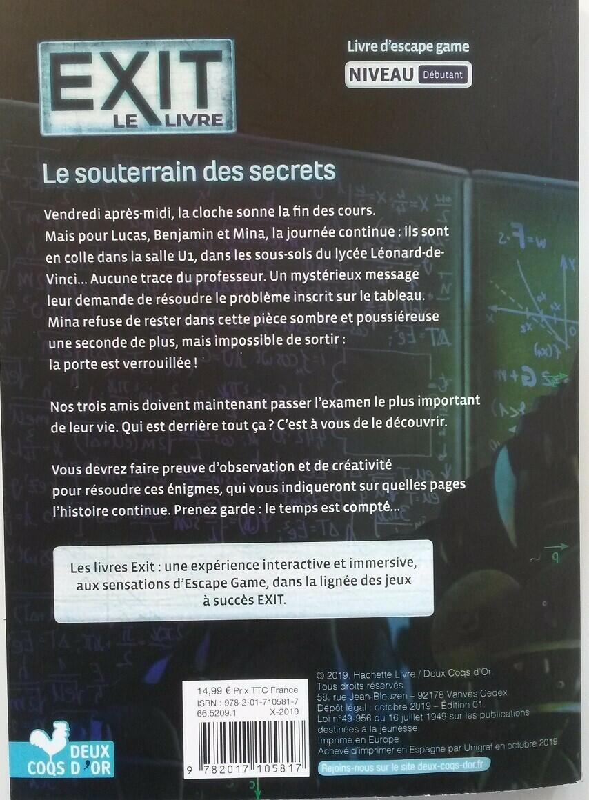 EXIT: Le Livre: Le Souterrain des Secrets Back