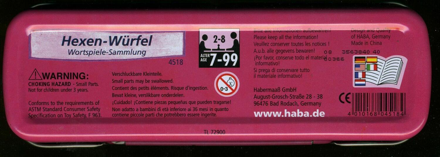 Hexen-Würfel Back