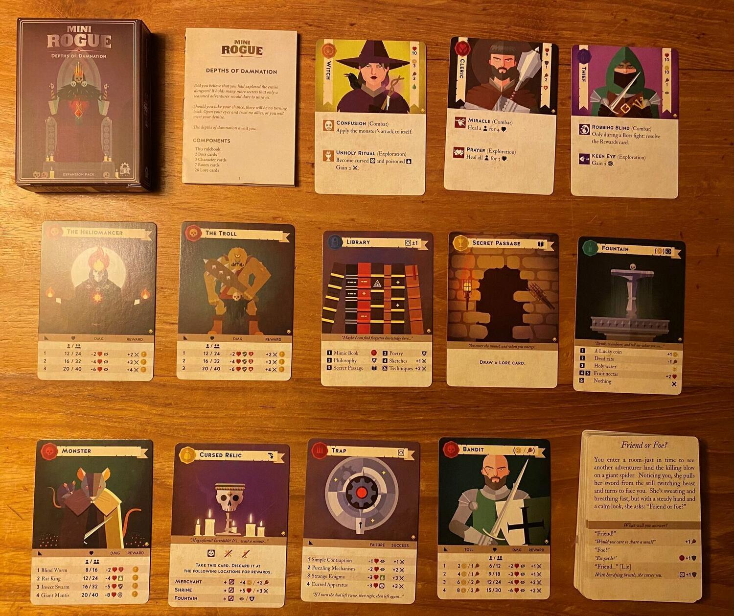 Mini Rogue: Profondeurs Damnées Cartes