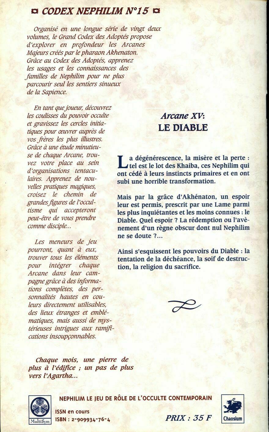 Nephilim: Arcane Majeur 15 - Le Diable Back