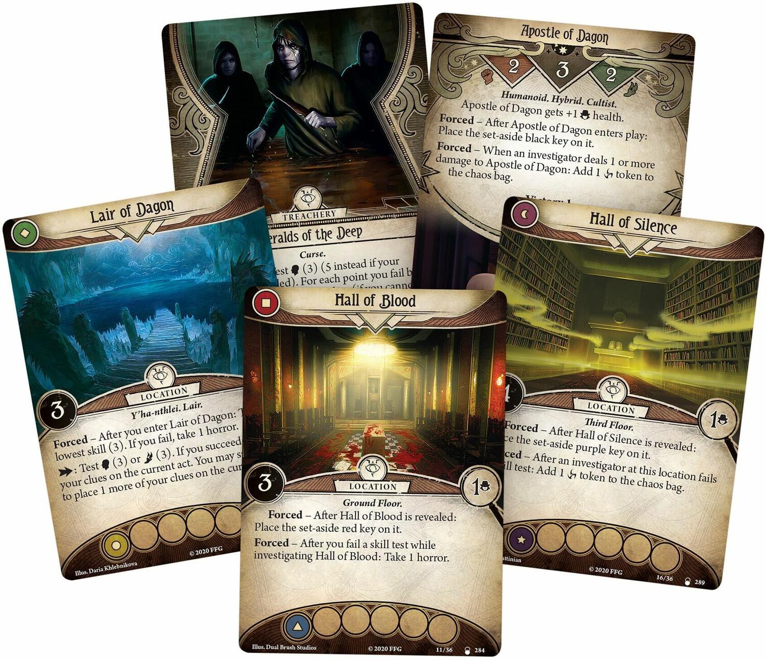 Horreur à Arkham: Le Jeu de Cartes - La Tanière de Dagon Cartes