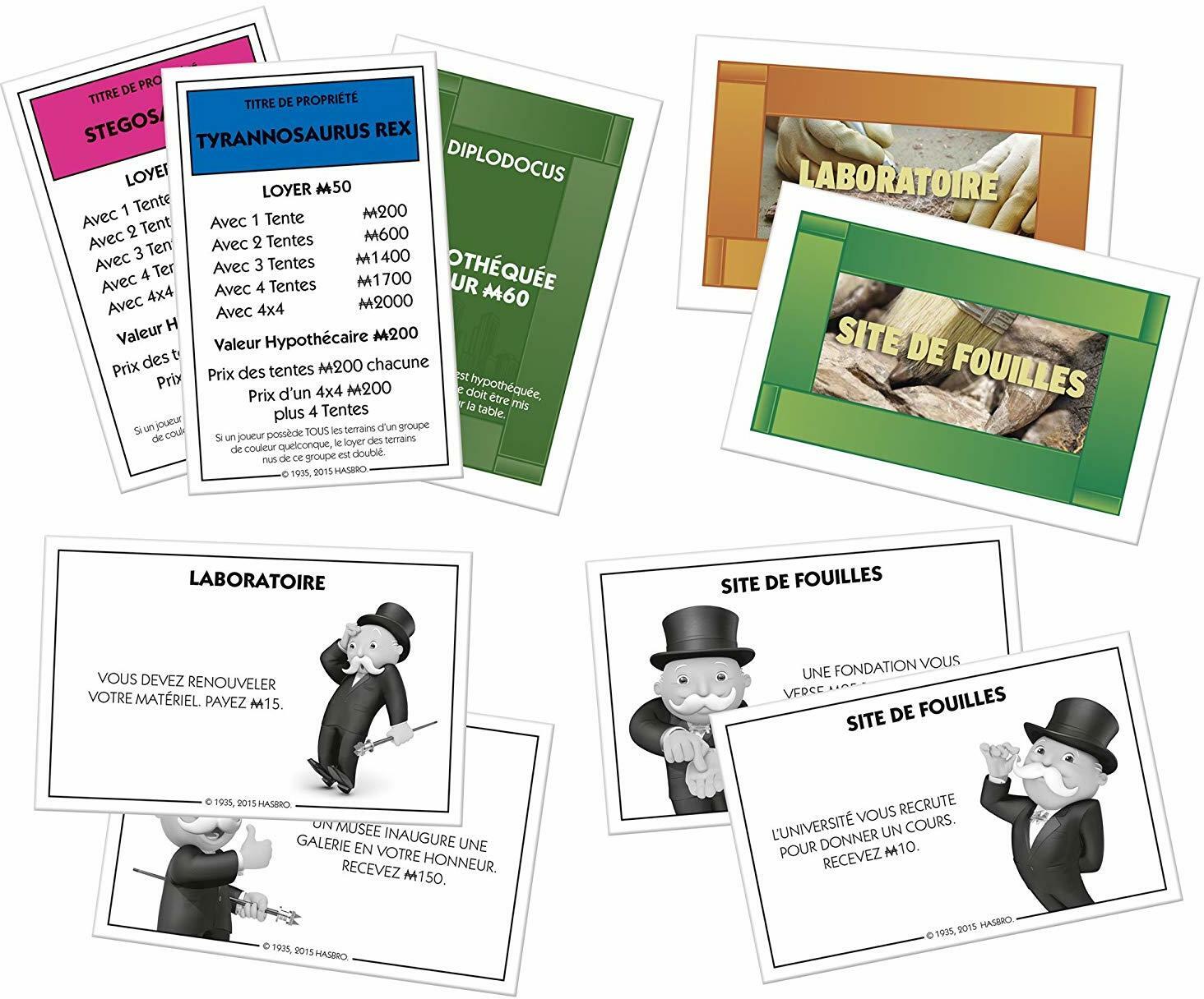 Monopoly: Dinosaures ! Cartes
