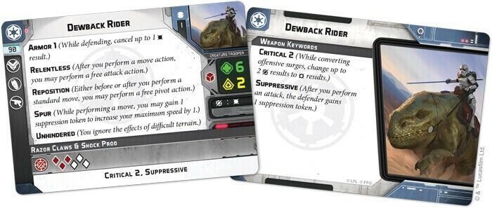 Star Wars: Légion - Soldat Monté sur Dewback Cartes