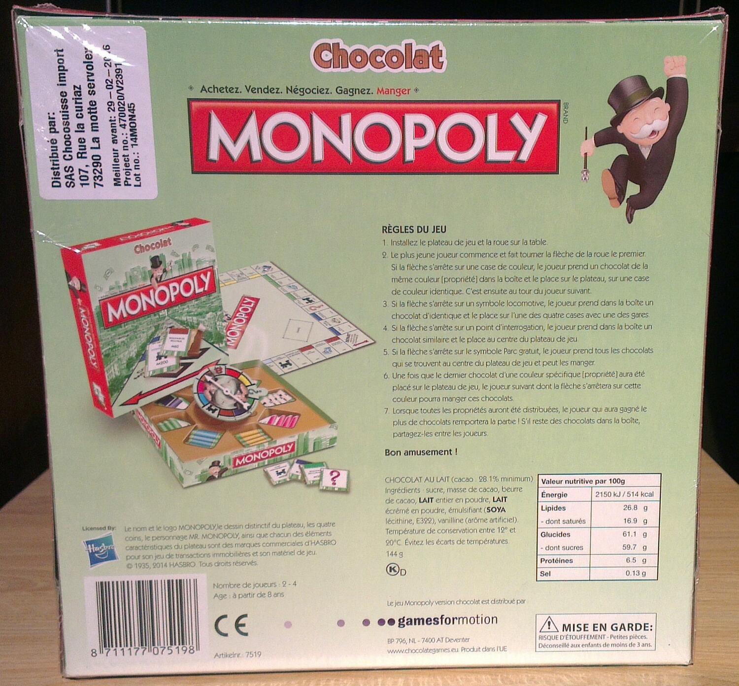 Monopoly: Chocolat Back 3d