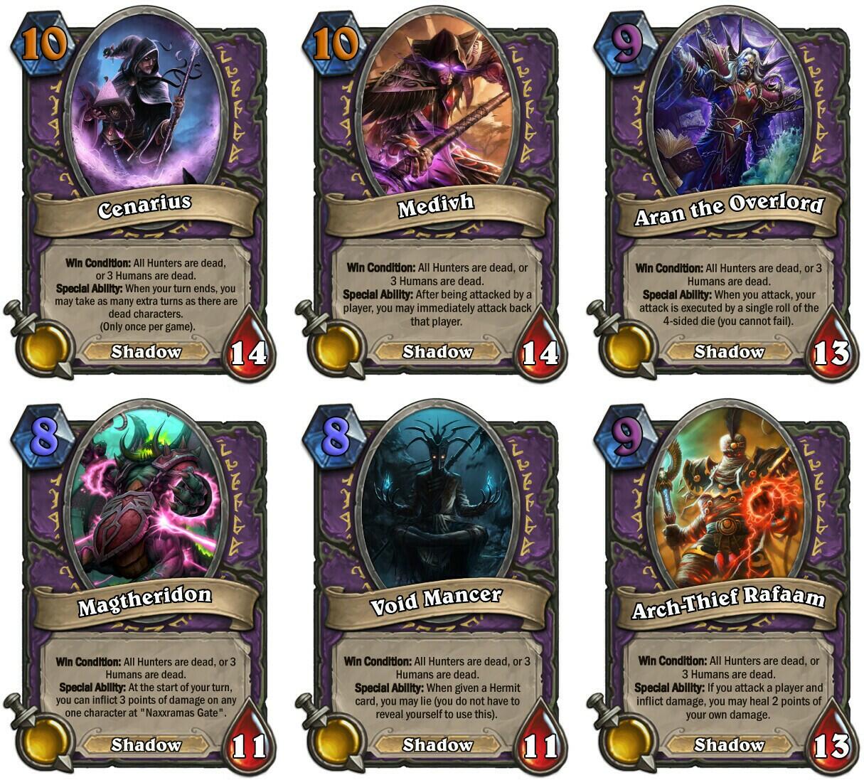 Shadow Hunters Cartes