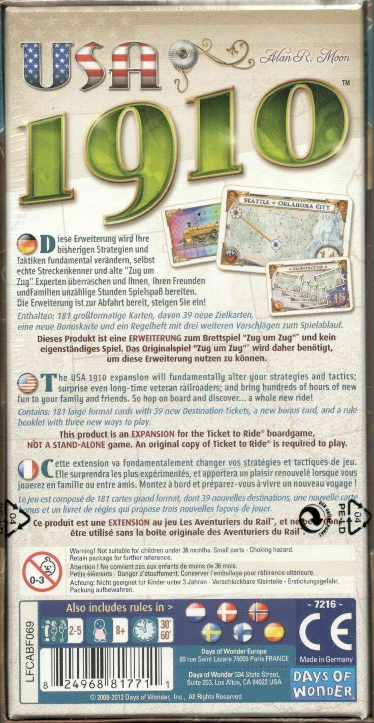 Les Aventuriers du Rail: USA 1910 Back