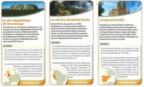 ChroniCards: Les Merveilles du Monde 2012 Cartes