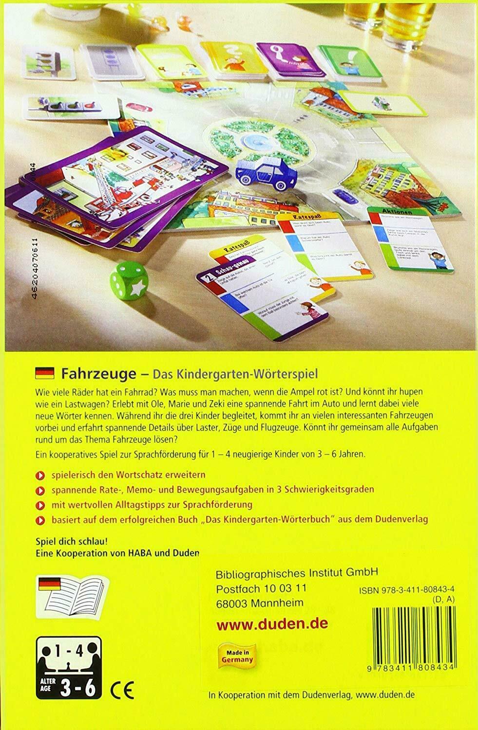 Das Kindergarten-Wörterspiel: Fahrzeuge Back
