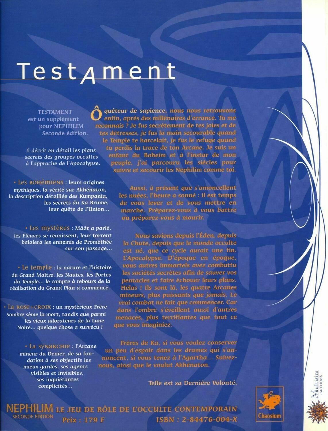 Nephilim: Testament Back