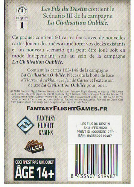 Horreur à Arkham: Le Jeu de Cartes - Les Fils du Destin Back