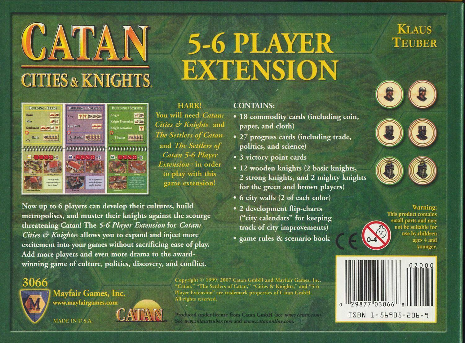 Catan: Cities & Knights - 5-6 Player 2007 Back
