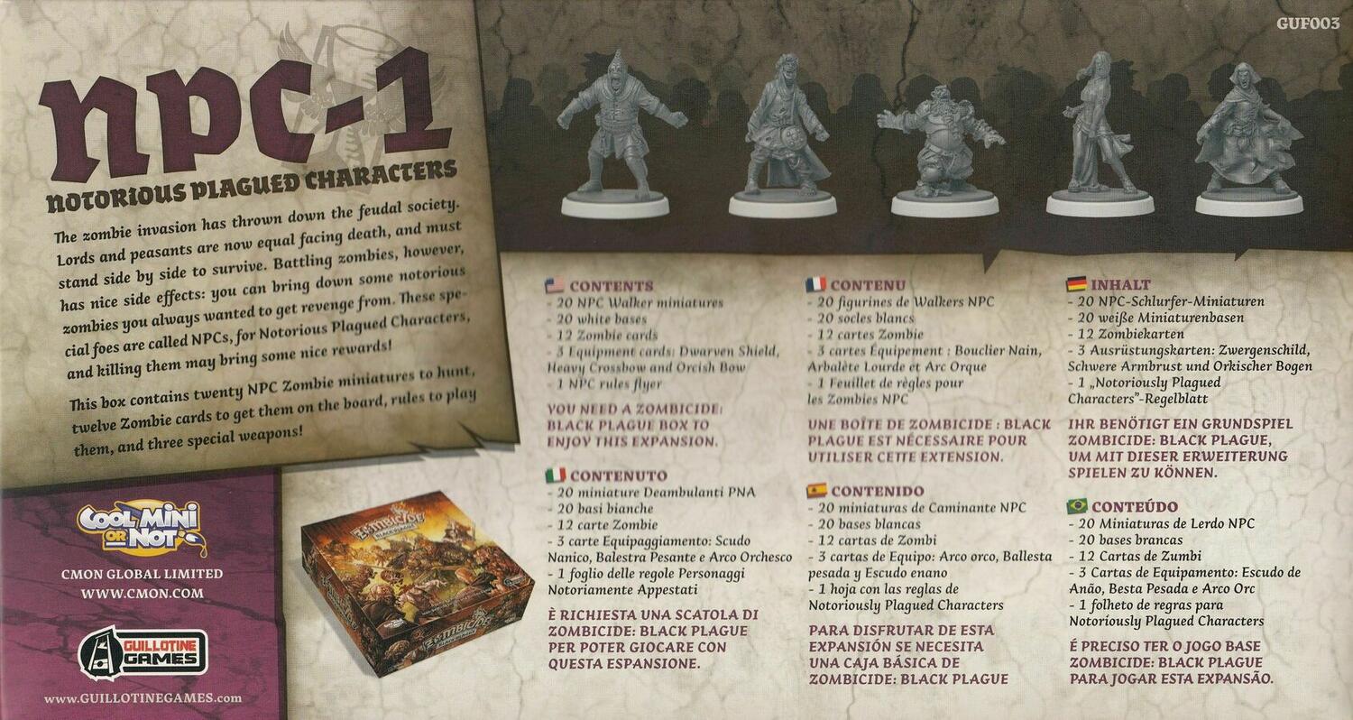 Zombicide: Black Plague - NPC-1 - Notorious Plagued Characters Back