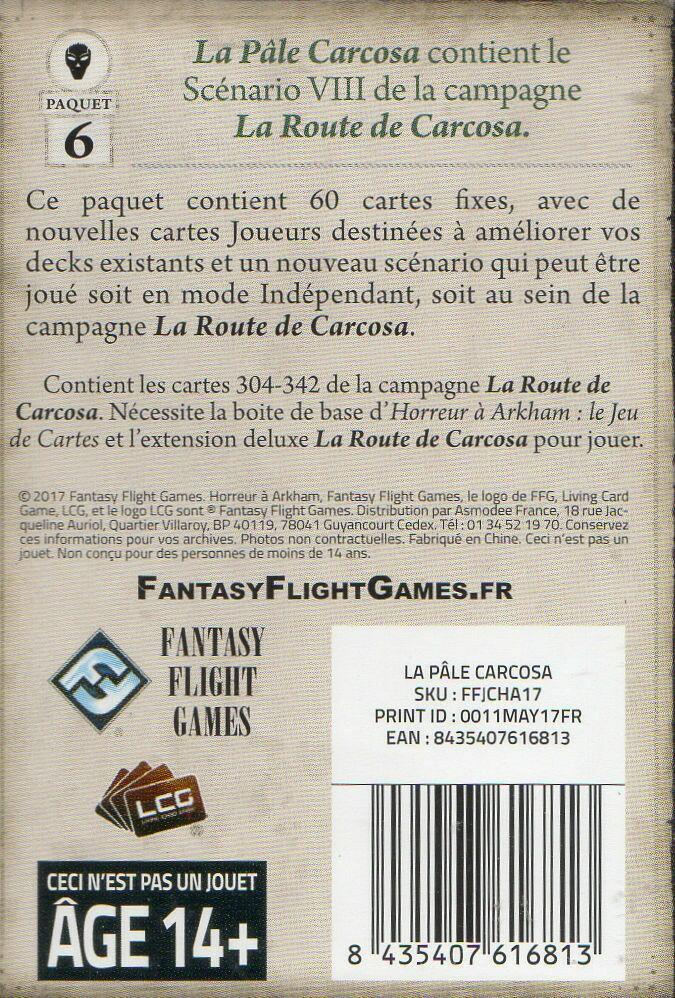 Horreur à Arkham: Le Jeu de Cartes - La Pâle Carcosa Back