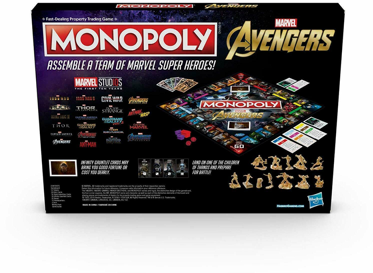 Monopoly: Avengers 2019 Back 3d