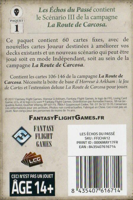 Horreur à Arkham: Le Jeu de Cartes - Les Échos du Passé Back