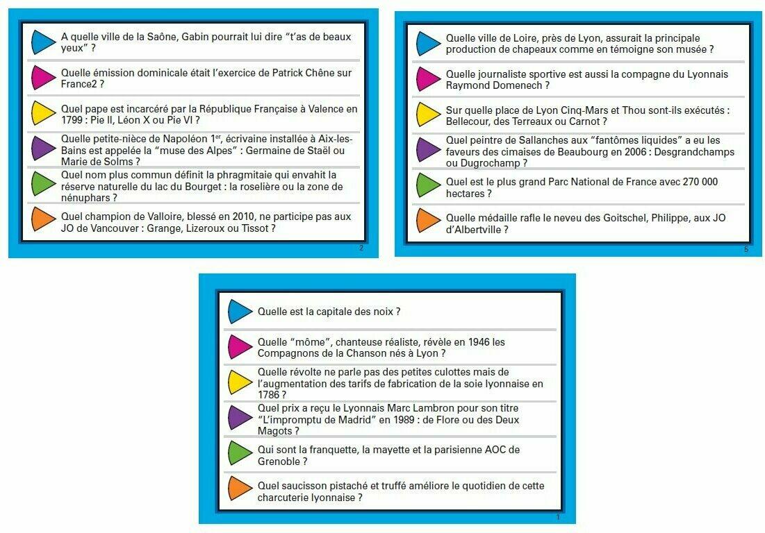 Trivial Pursuit: Édition Rhône-Alpes Cartes