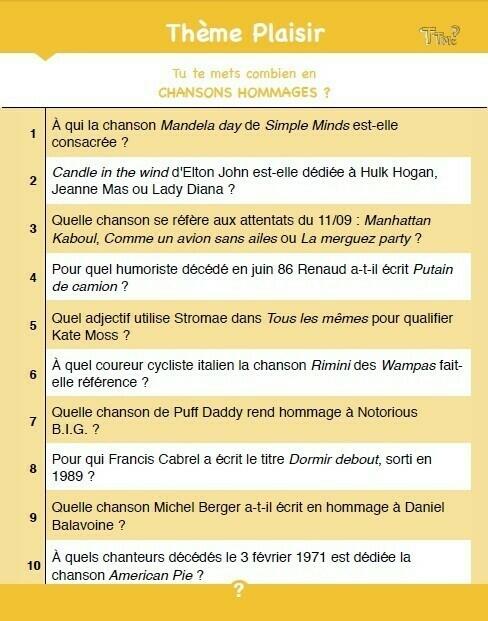 TTMC: Tu te Mets Combien ? Questions