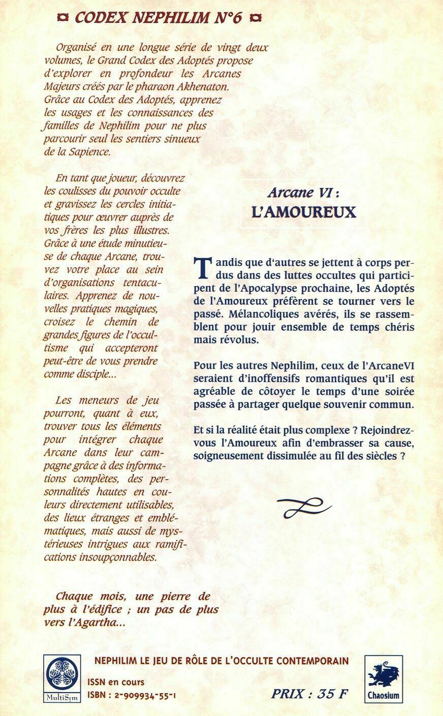 Nephilim: Arcane Majeur 06 - L'Amoureux Back