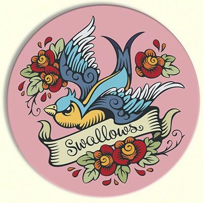 Skull & Roses Red Swallows