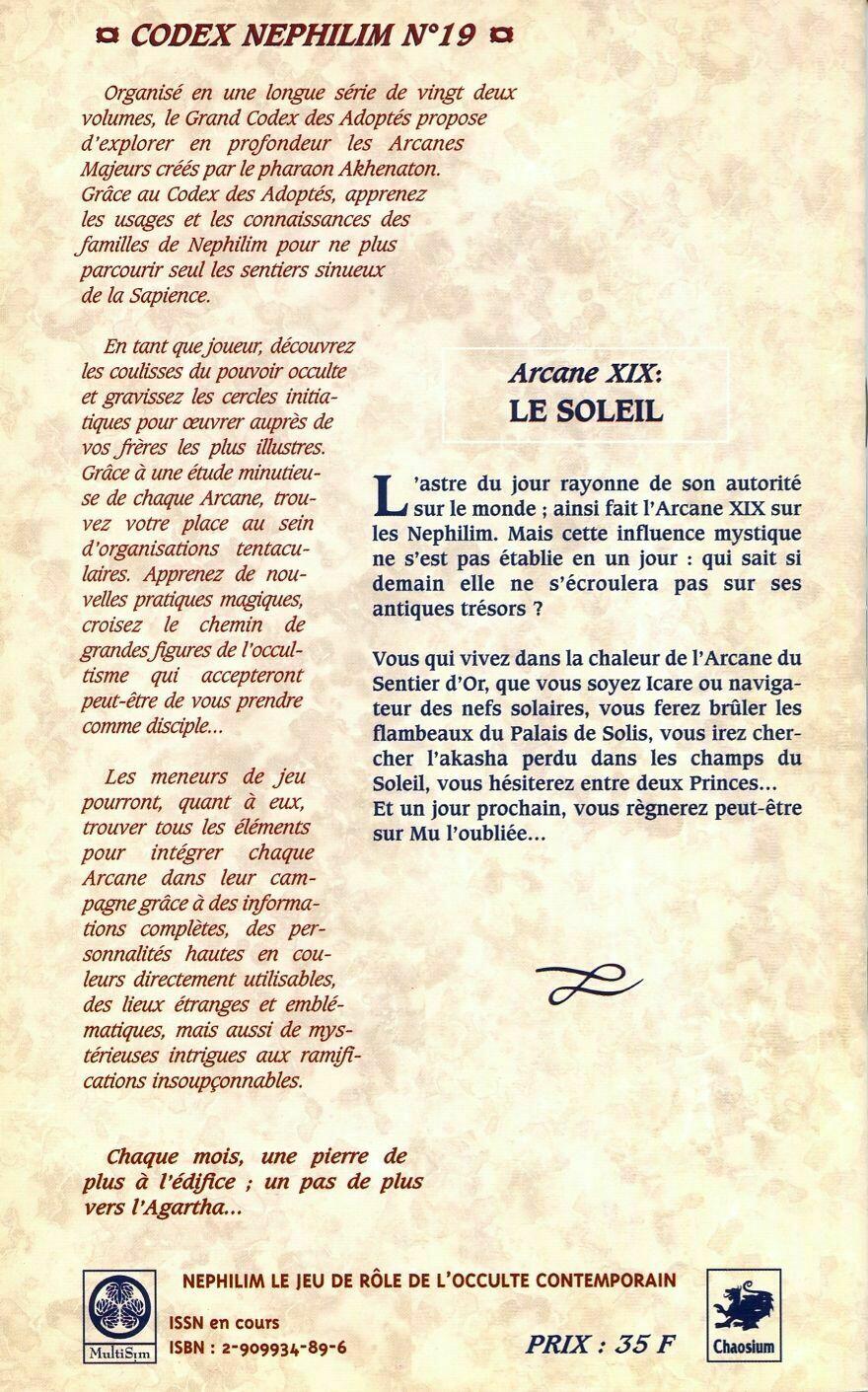 Nephilim: Arcane Majeur 19 - Le Soleil Back