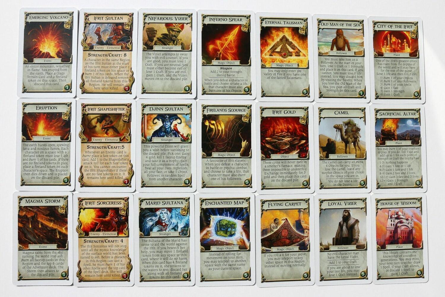 Talisman: Les Terres de Feu Cartes