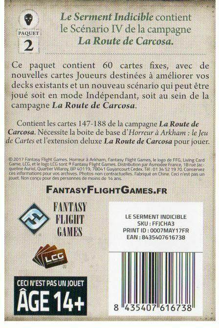 Horreur à Arkham: Le Jeu de Cartes - Le Serment Indicible Back